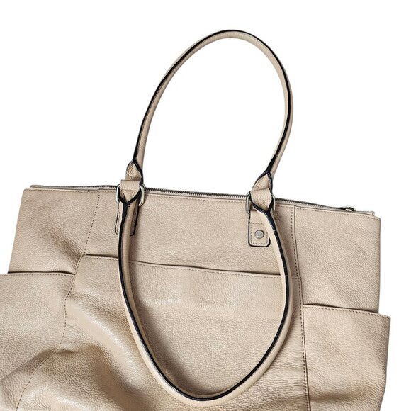 Calvin Klein Leather Beige Carryall Organizing Tote Shoulder Bag - Picture 14 of 14